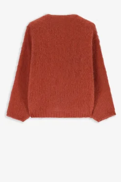 Donkerrood zacht gebreid vest