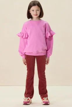 Donkerroze rib flared legging