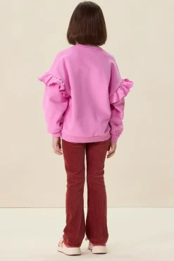 Donkerroze rib flared legging