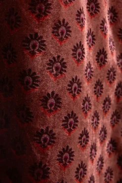 Donkerroze velvet broek met print