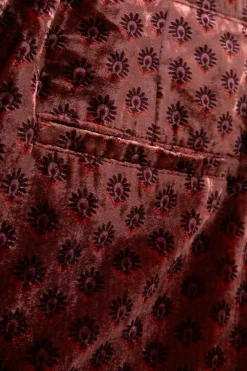 Donkerroze velvet broek met print