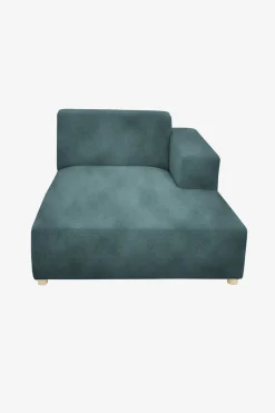 Earl velvet chaise longue rechts grijs blauw