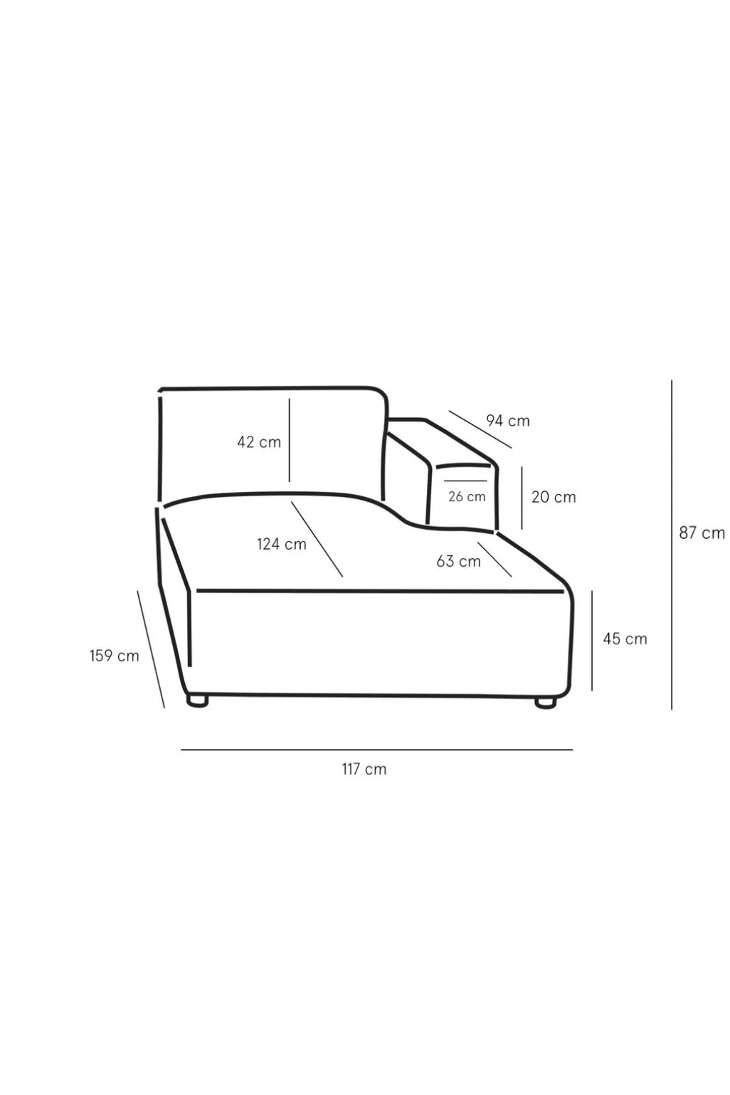 Earl velvet chaise longue rechts pink