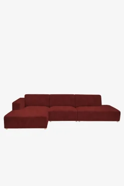 Earl velvet 4-zits bank chaise longue links otto longue rechts wine red