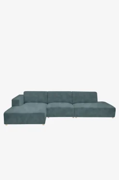 Earl velvet 4-zits bank chaise longue links otto longue rechts grijs blauw