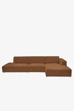 Earl velvet 4-zits bank chaise longue rechts otto longue links brons