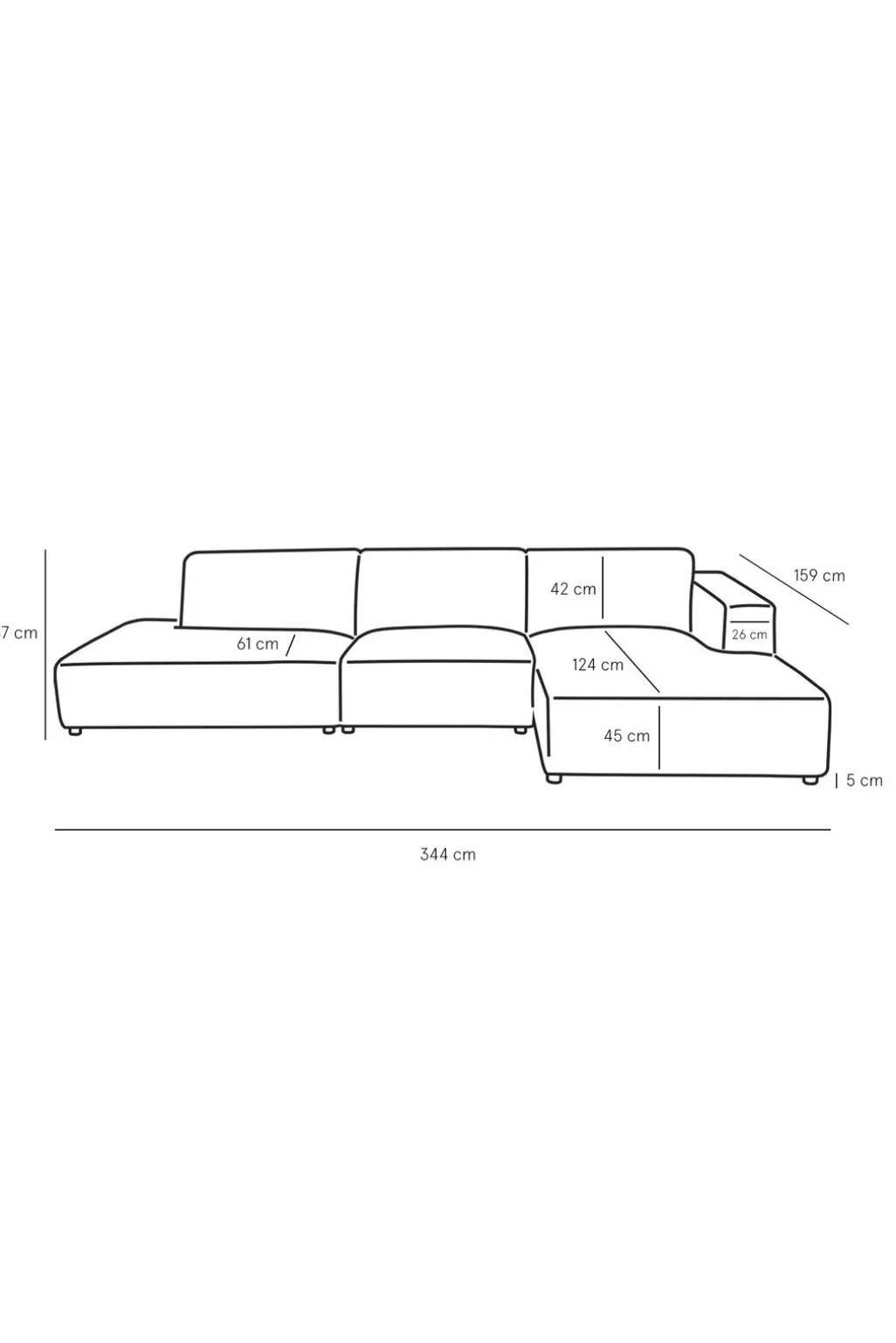 Earl velvet 4-zits bank chaise longue rechts otto longue links green hunter