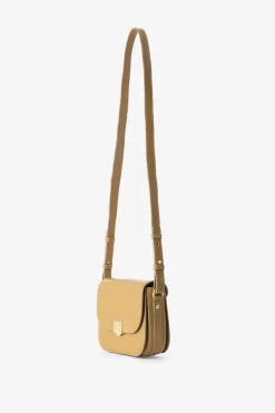 Gele leren crossbody tas