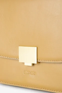 Gele leren crossbody tas