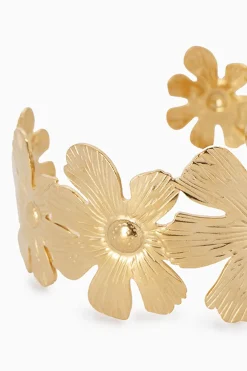 Gold plated armband met bloemen