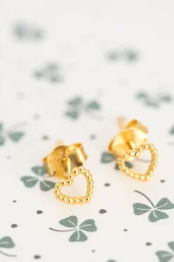 Gold plated hartjes oorbellen