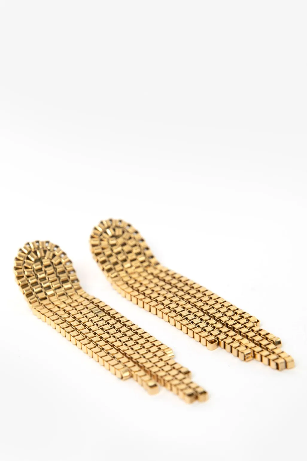 Gold plated lange schakel oorbellen