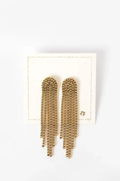 Gold plated lange schakel oorbellen