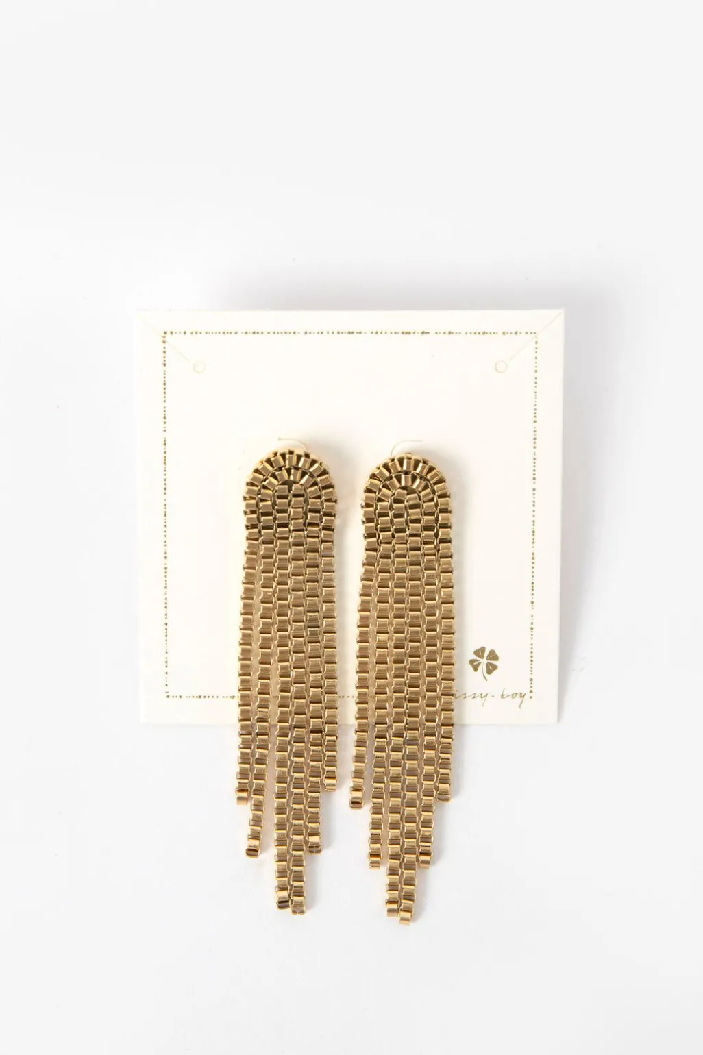 Gold plated lange schakel oorbellen