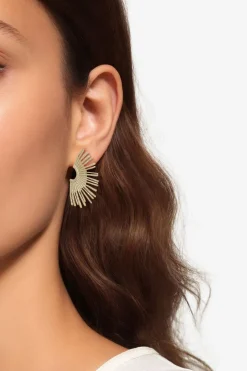 Gold plated oorbellen met halve zon