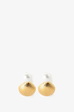 Gold plated oorbellen met schelpjes