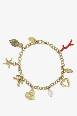Gold plated schakelarmband met bedels