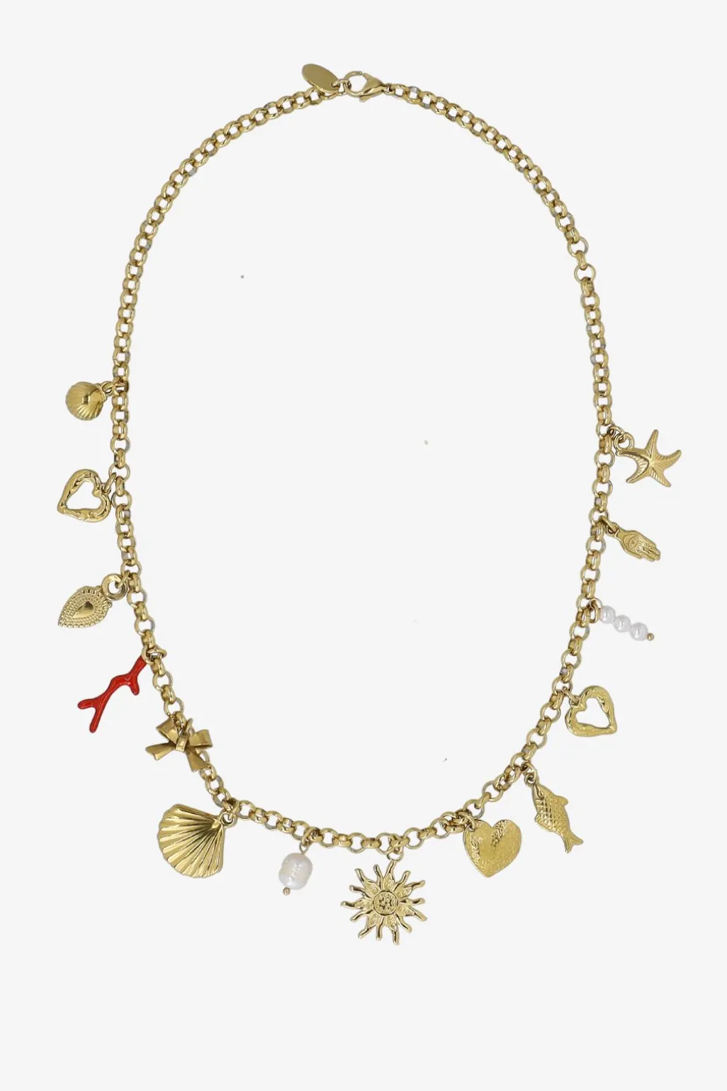 Gold plated schakelketting met bedels