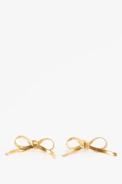 Gold plated stud oorbellen met strikjes