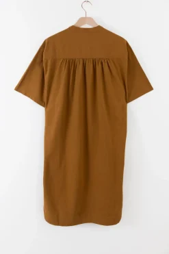 Goudbruine midi jurk