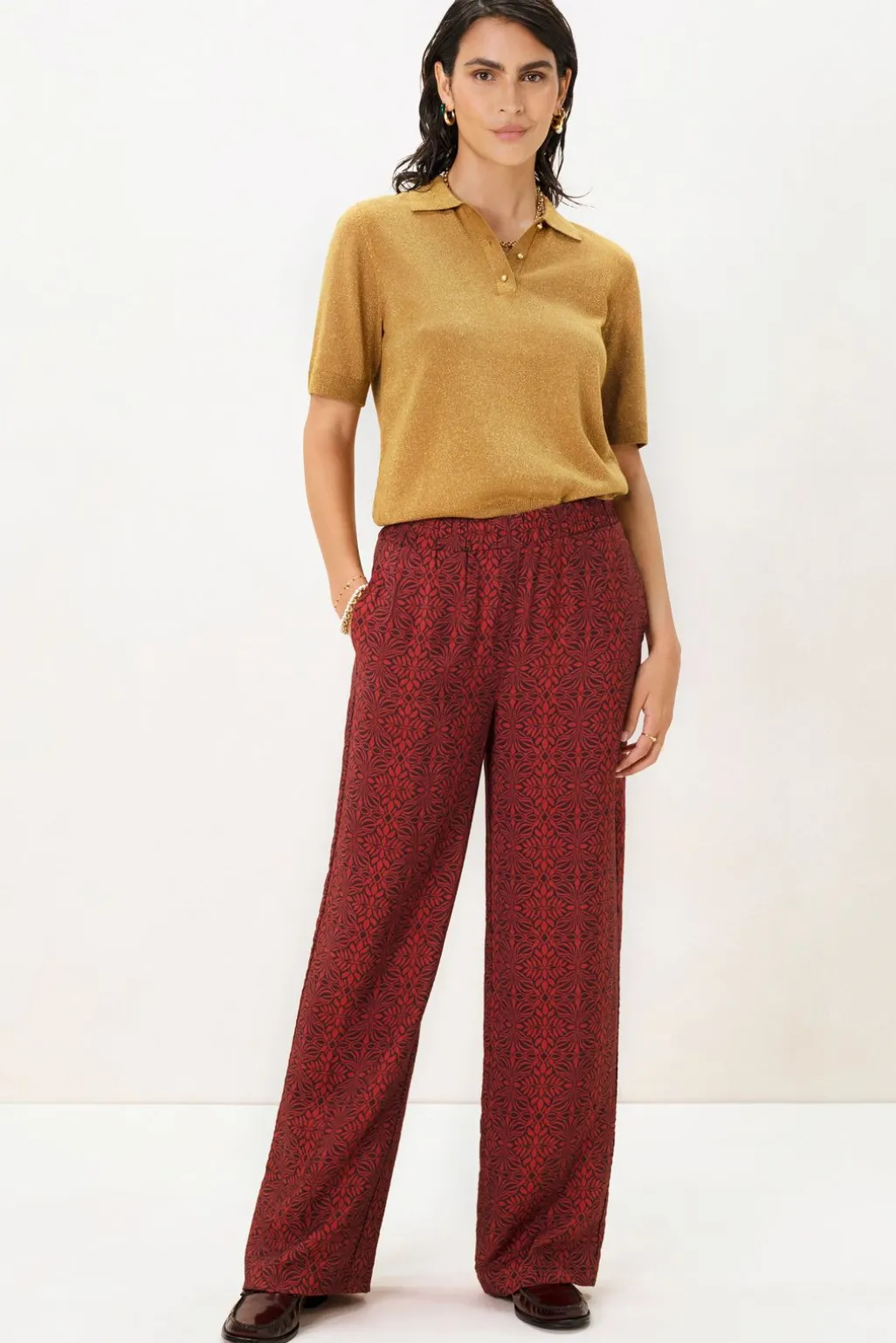 Goudbruine polo met lurex