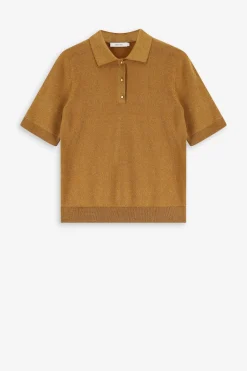 Goudbruine polo met lurex