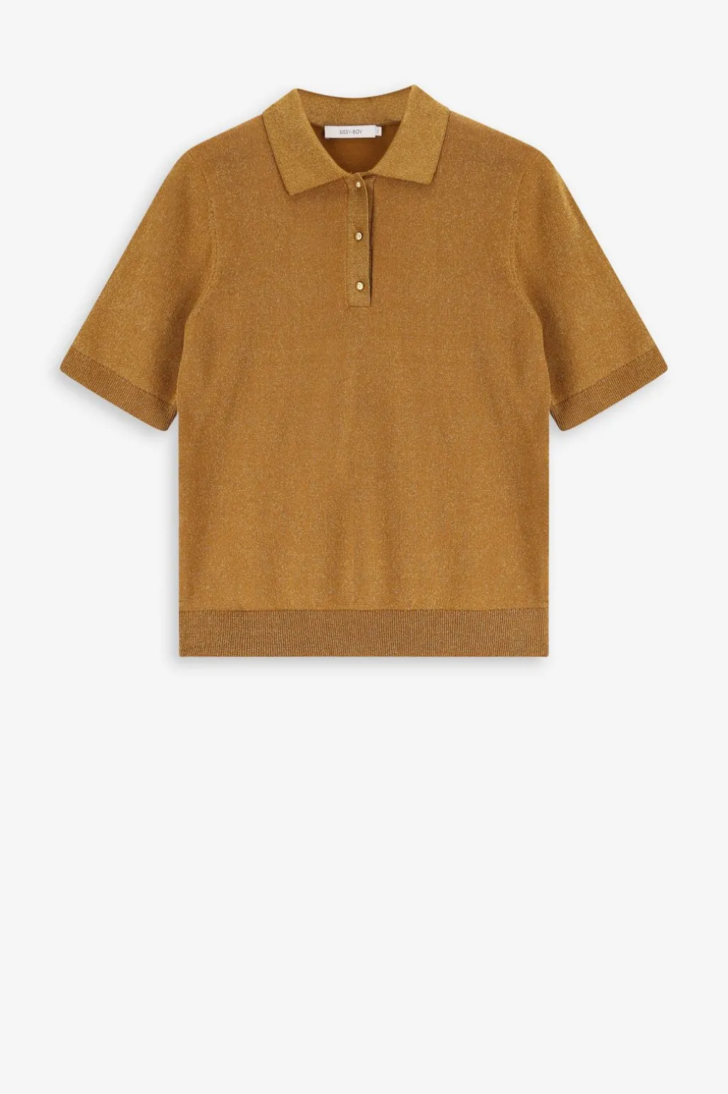 Goudbruine polo met lurex