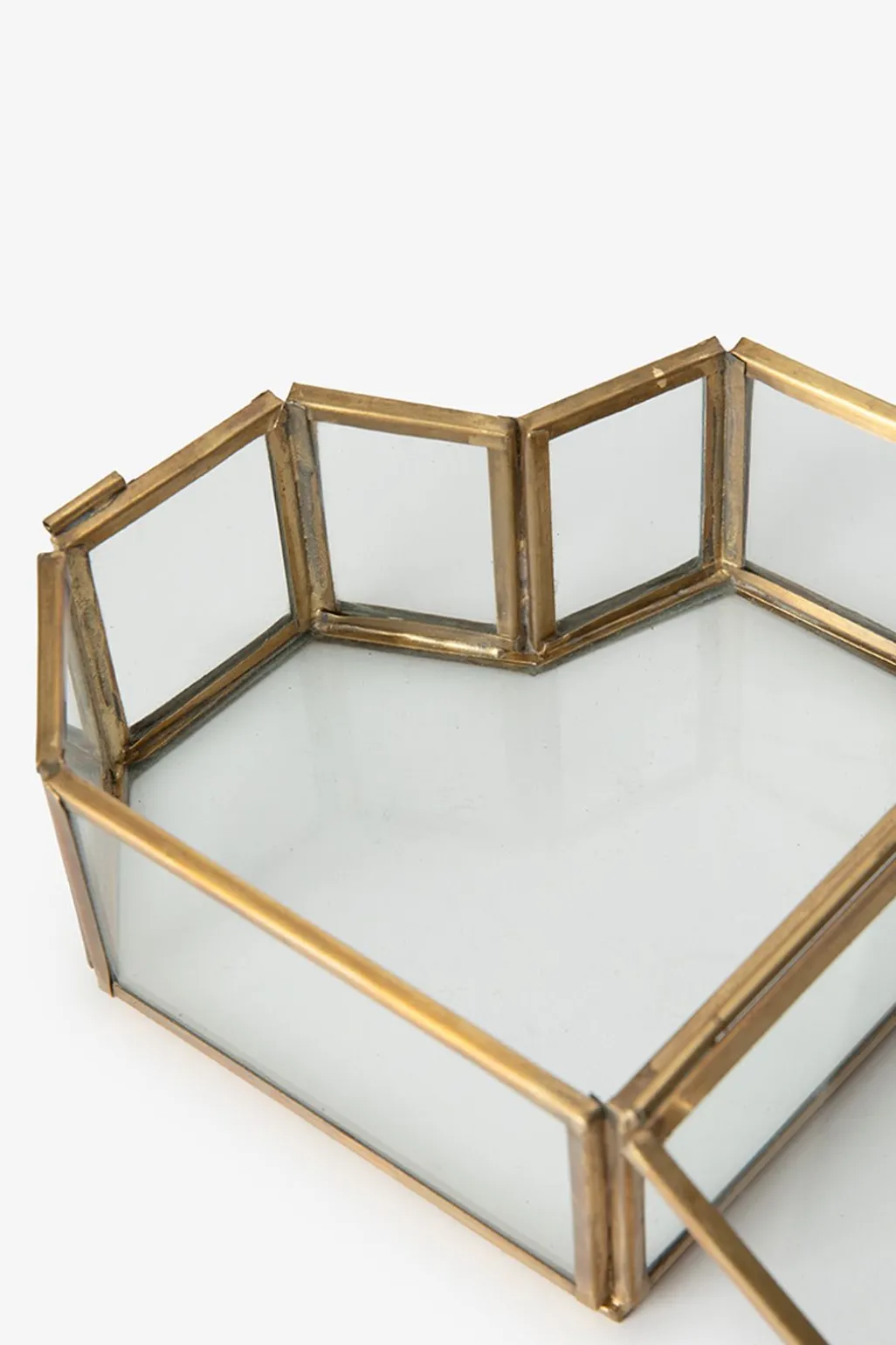 Gouden glazen box hart groot