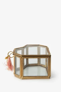 Gouden glazen box hart klein