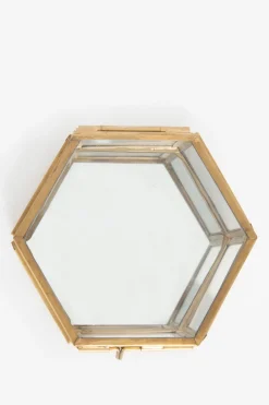 Gouden glazen box hexagon