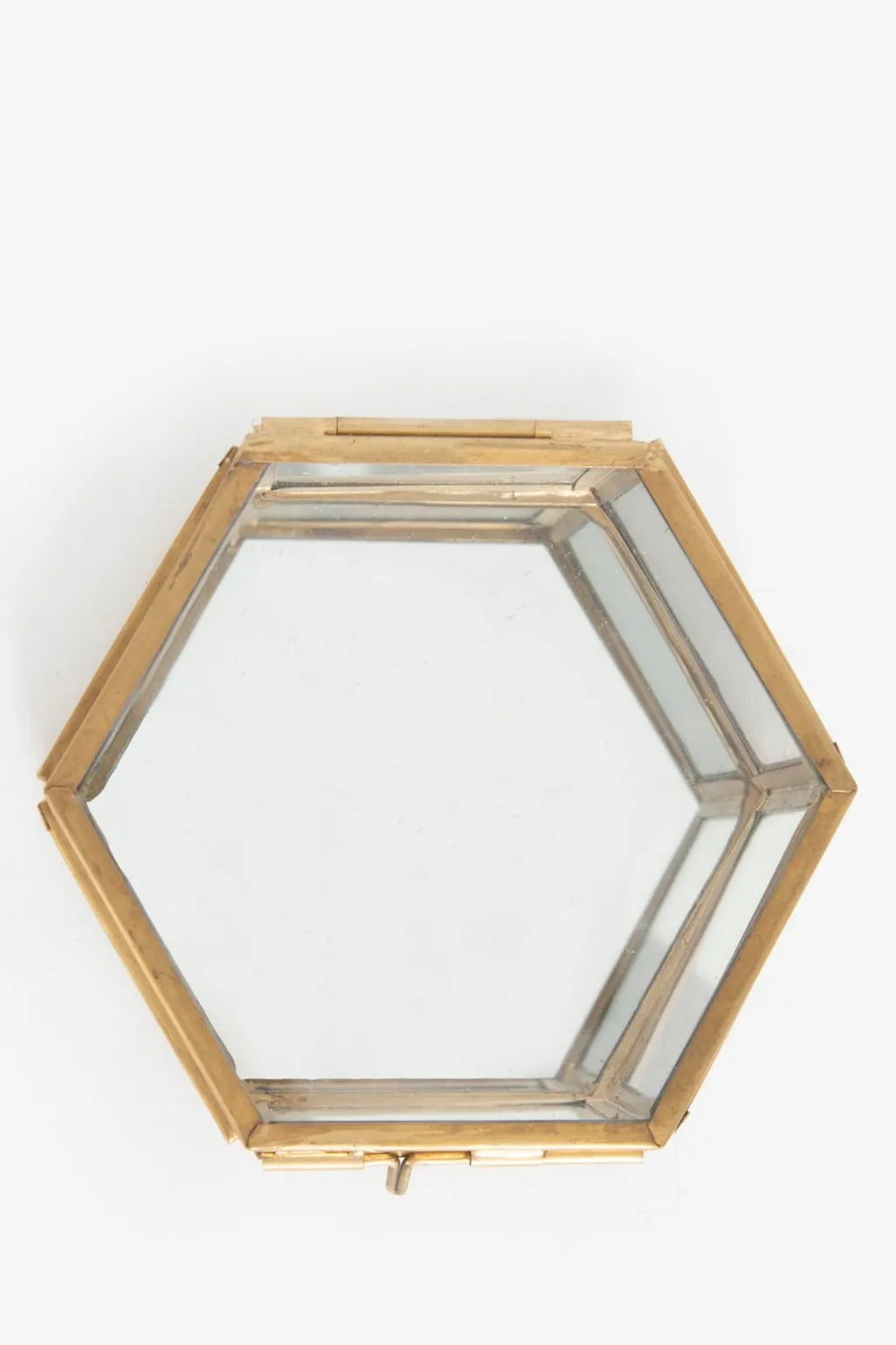 Gouden glazen box hexagon