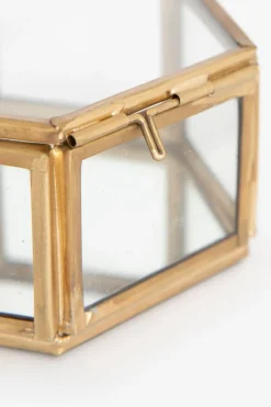 Gouden glazen box hexagon
