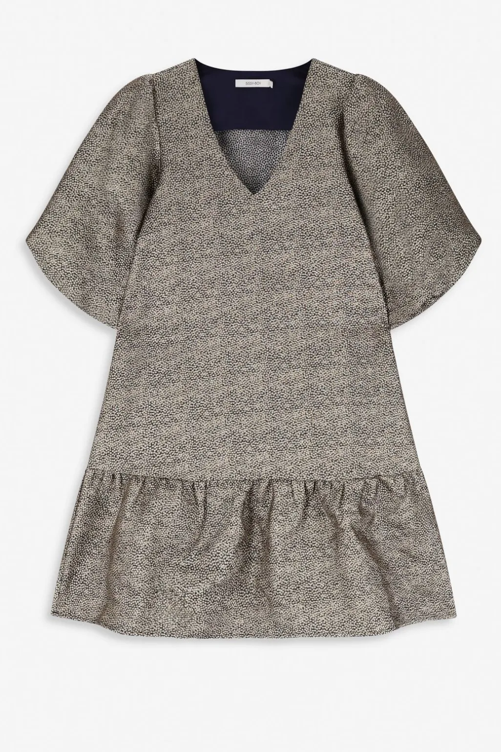 Gouden metallic jurk met ruffles