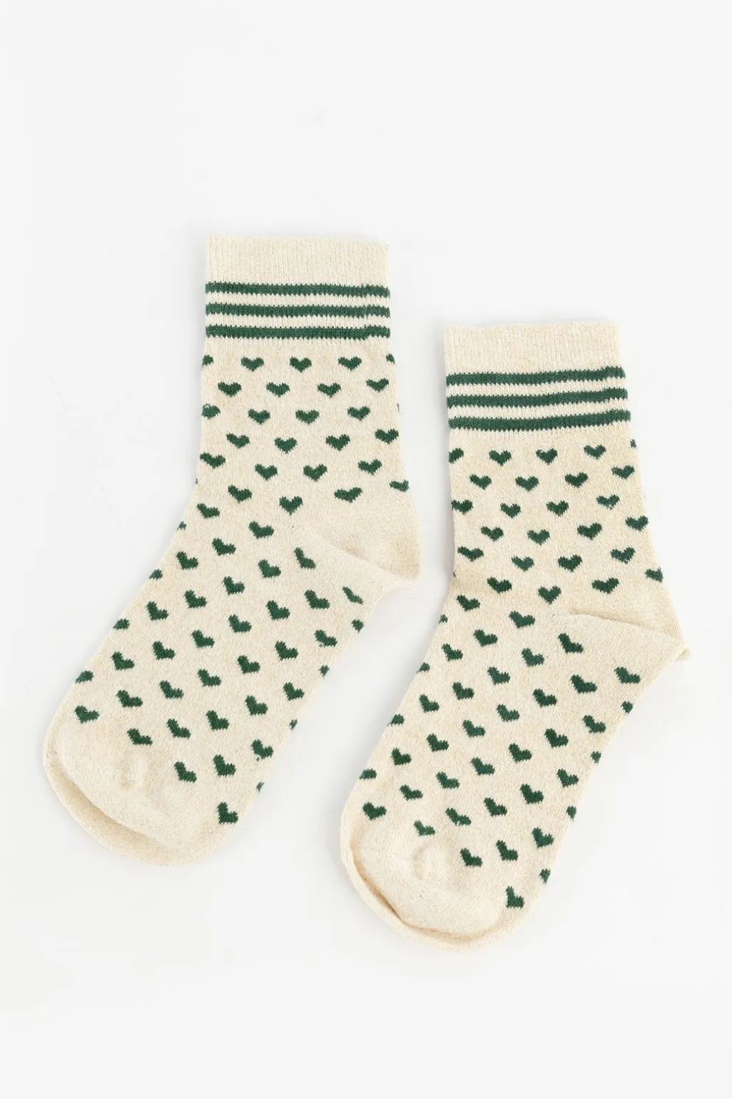 Gouden sokken met hartjes print