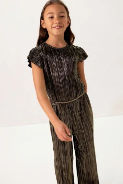Goudkleurige plissé jumpsuit