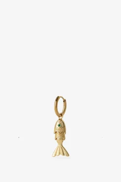 Goudkleurige single oorbel vis