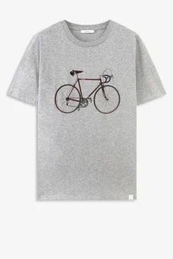 Grijs melange T-shirt met fiets