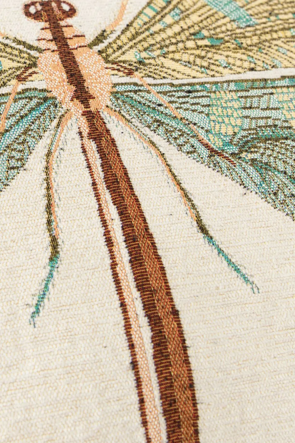 Grijsblauw jacquard kussen dragonfly