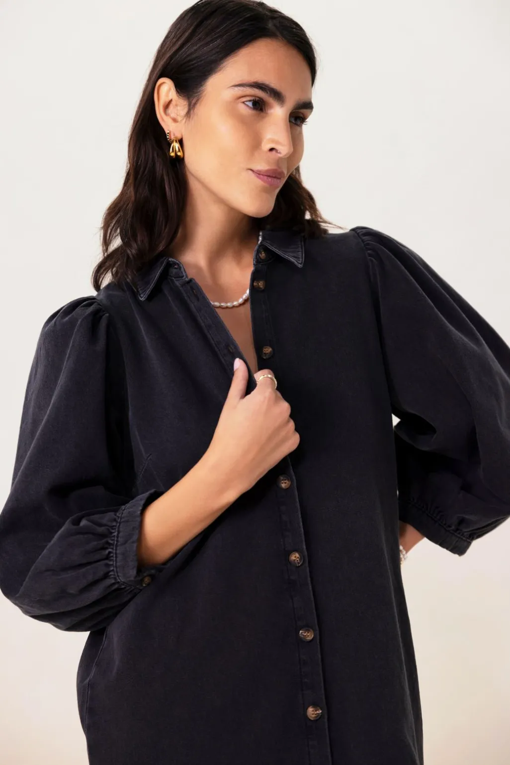 Grijze denim jurk