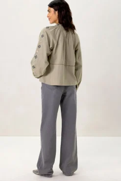 Grijze high waist wide leg jeans