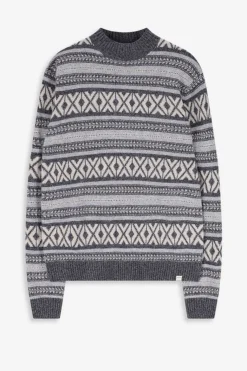 Grijze jacquard trui