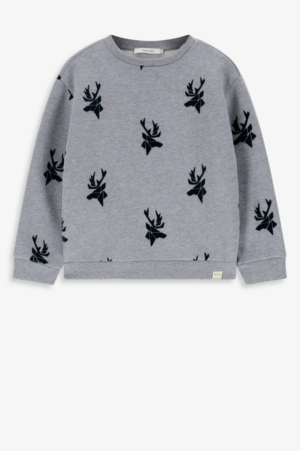 Grijze sweater met all-over rendierprint