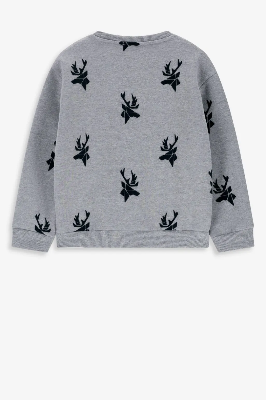 Grijze sweater met all-over rendierprint