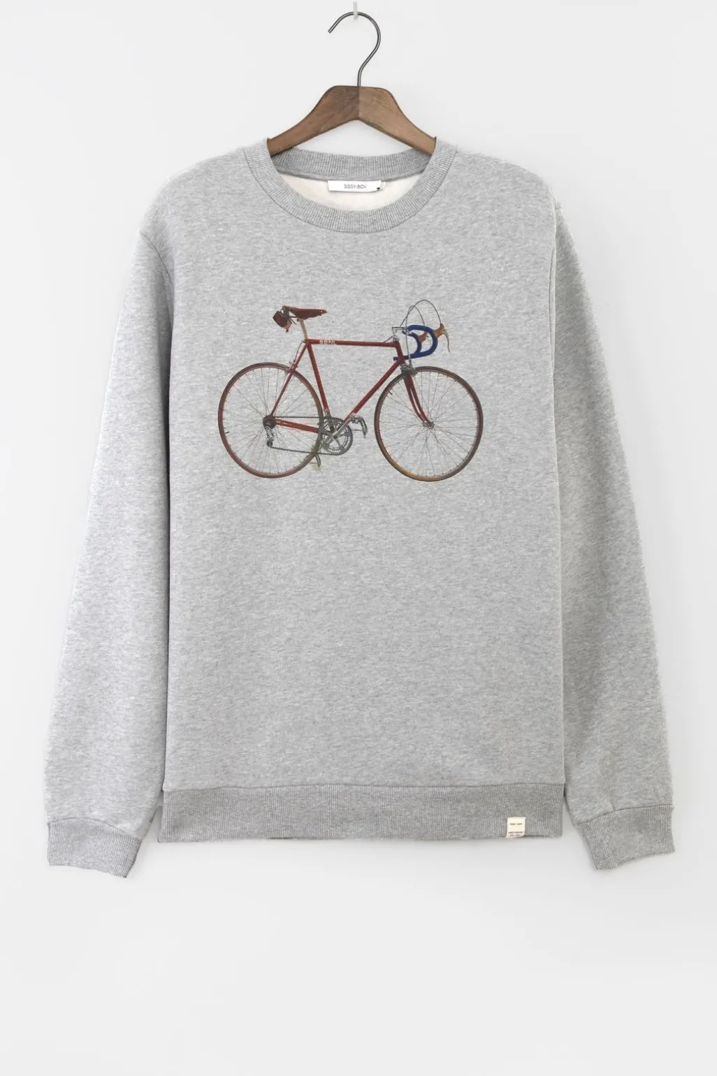 Grijze sweater met fiets