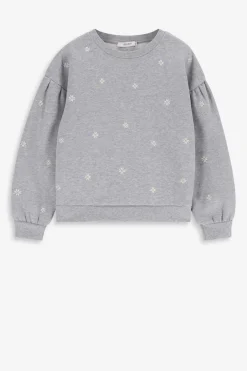 Grijze sweater met madeliefjes embroidery