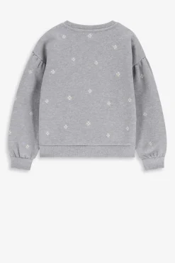 Grijze sweater met madeliefjes embroidery
