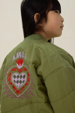 Groen bomberjack met artwork