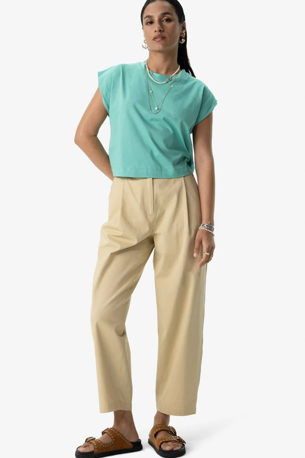 Groen cropped T-shirt