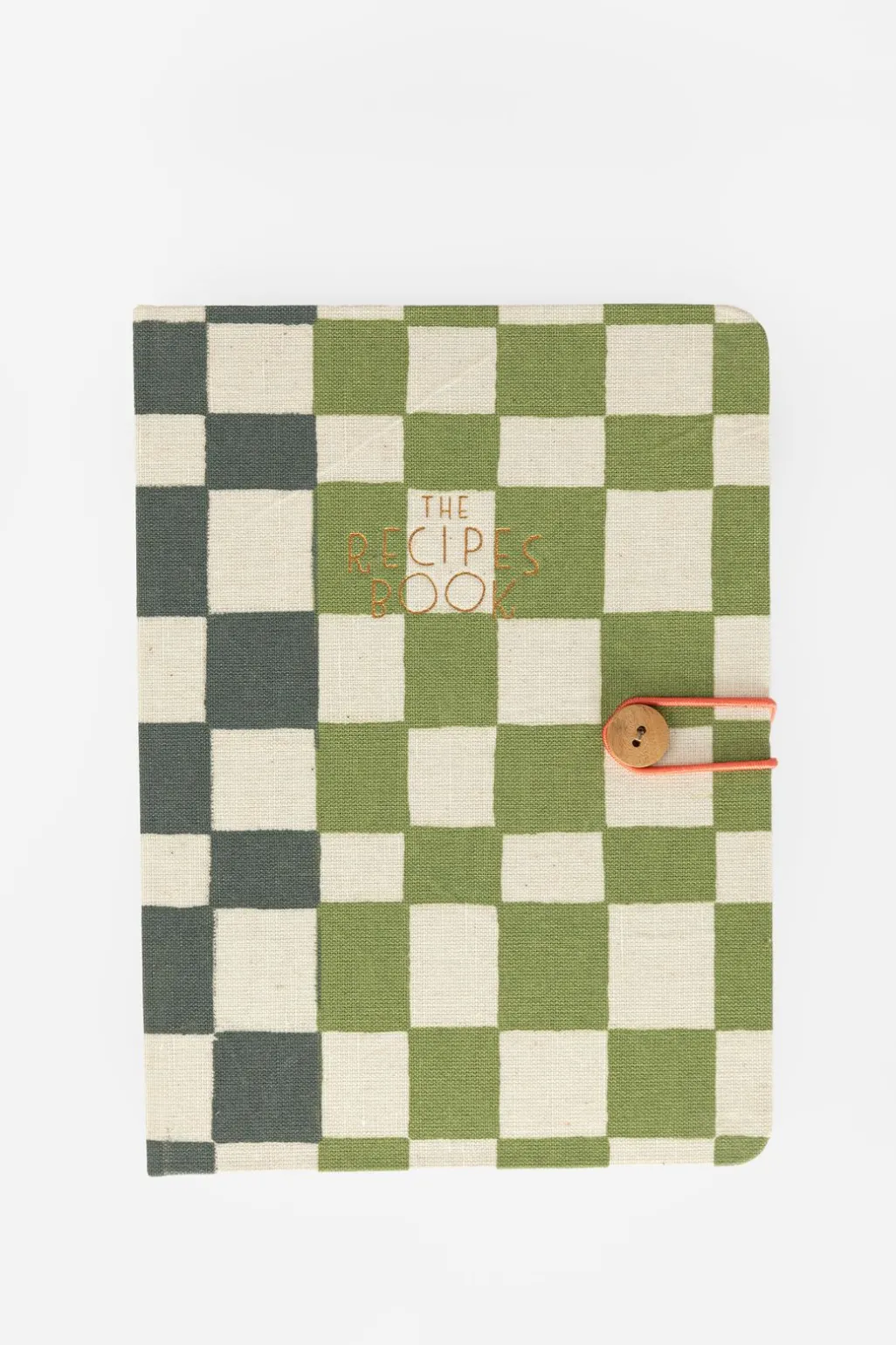 Groen geblokt linnen receptenboek