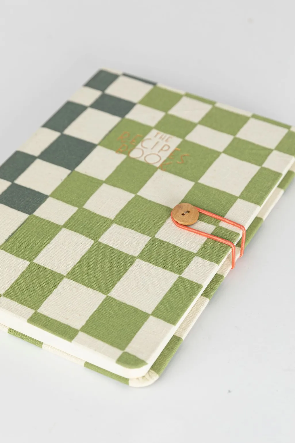 Groen geblokt linnen receptenboek